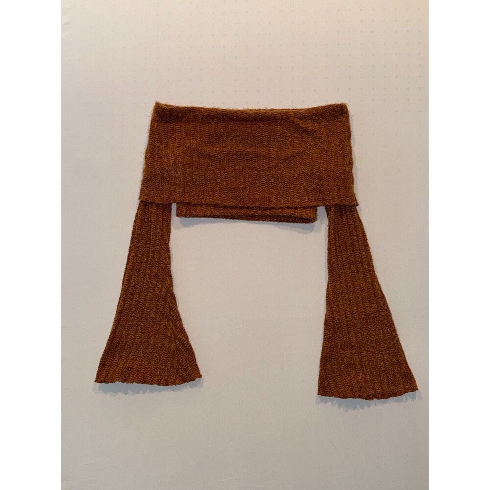 Silence + Noise Burnt Orange Off-the-Shoulder Crop Top | Size Small